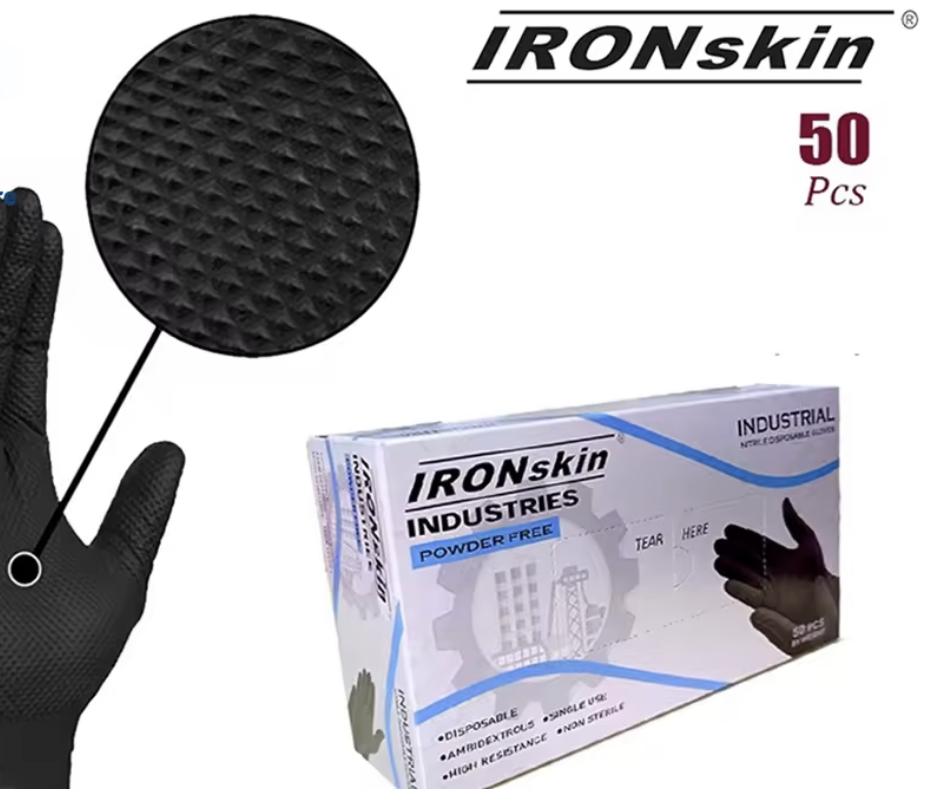 Glove Industrial With Diamond Grip Nitrile Black 50 Pcs/Box