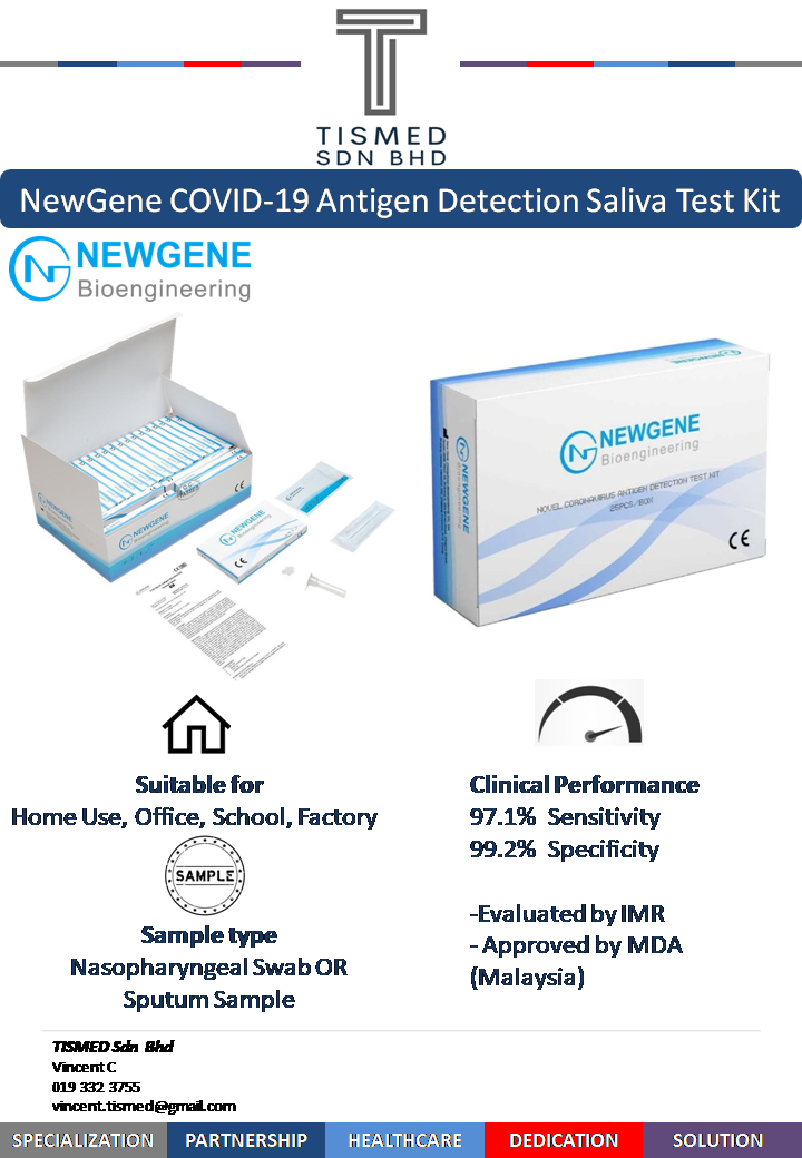 Newgene COVID-19 Antigen Detection Test Kit (Nasal & Saliva) - Exp 03/2024